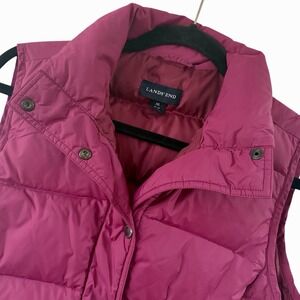 Lands End Goose Down Puffer Vest‎ Womens Medium Pink Insulated Quilted Jacket